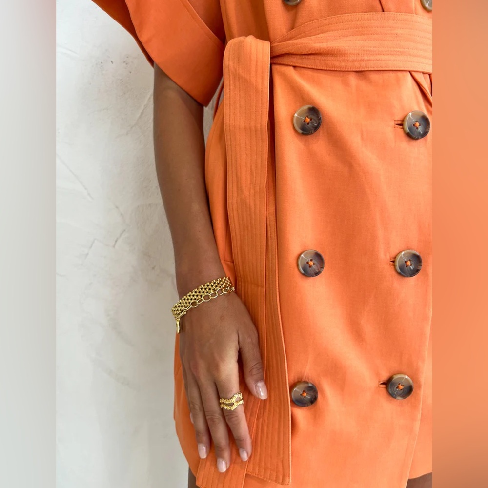 Shona Joy Sara Short Sleeve Blazer Dress In Mango - Picture 3 of 4